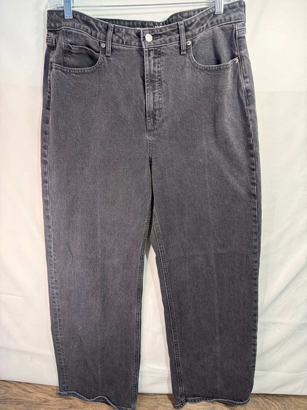 Old Navy Sky-Hi Wide Leg Jeans 14 Gray Extra High Rise Secret Smooth Pockets